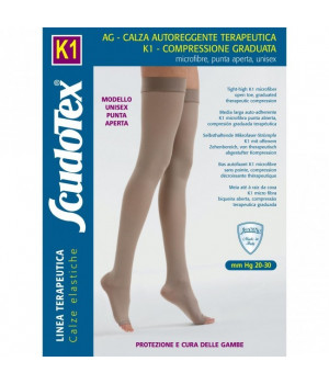 441 Чулки компрессионные 2 класс компрессии Скудотекс  К1 (20-30 mmHg) с микрофиброй, открытый носок (мысок)